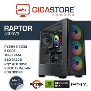 Desktop Gaming RAPTOR-50R5V3 RYZEN 5 5500 16GB RAM 512GB SSD W11
